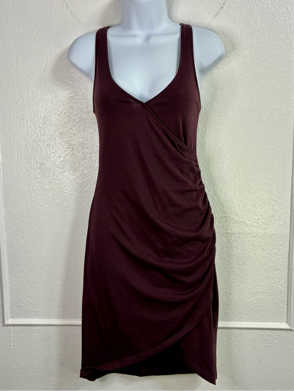 Leith Sleeveless Faux Wrap Ruched Bodycon Dress Sz.M